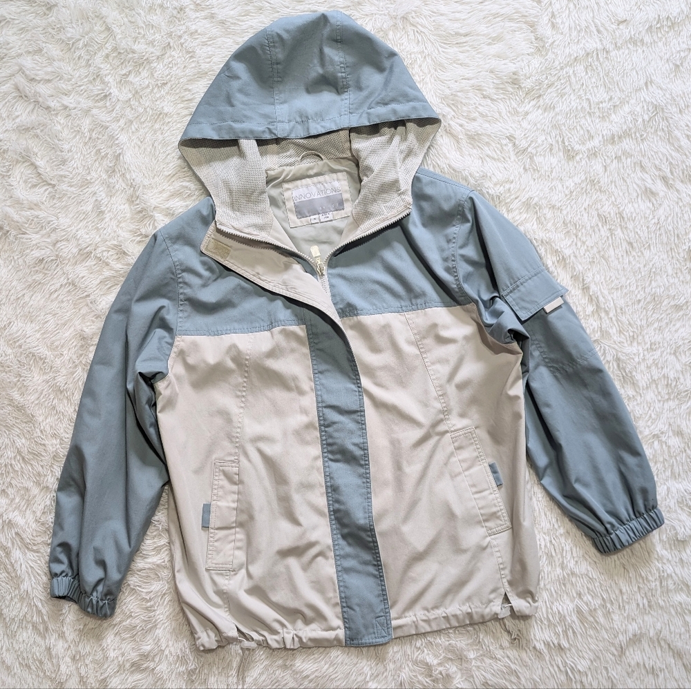 Y2K Vintage Innovations by Izzi Blue Khaki Colorblock Lightweight Jacket Medium